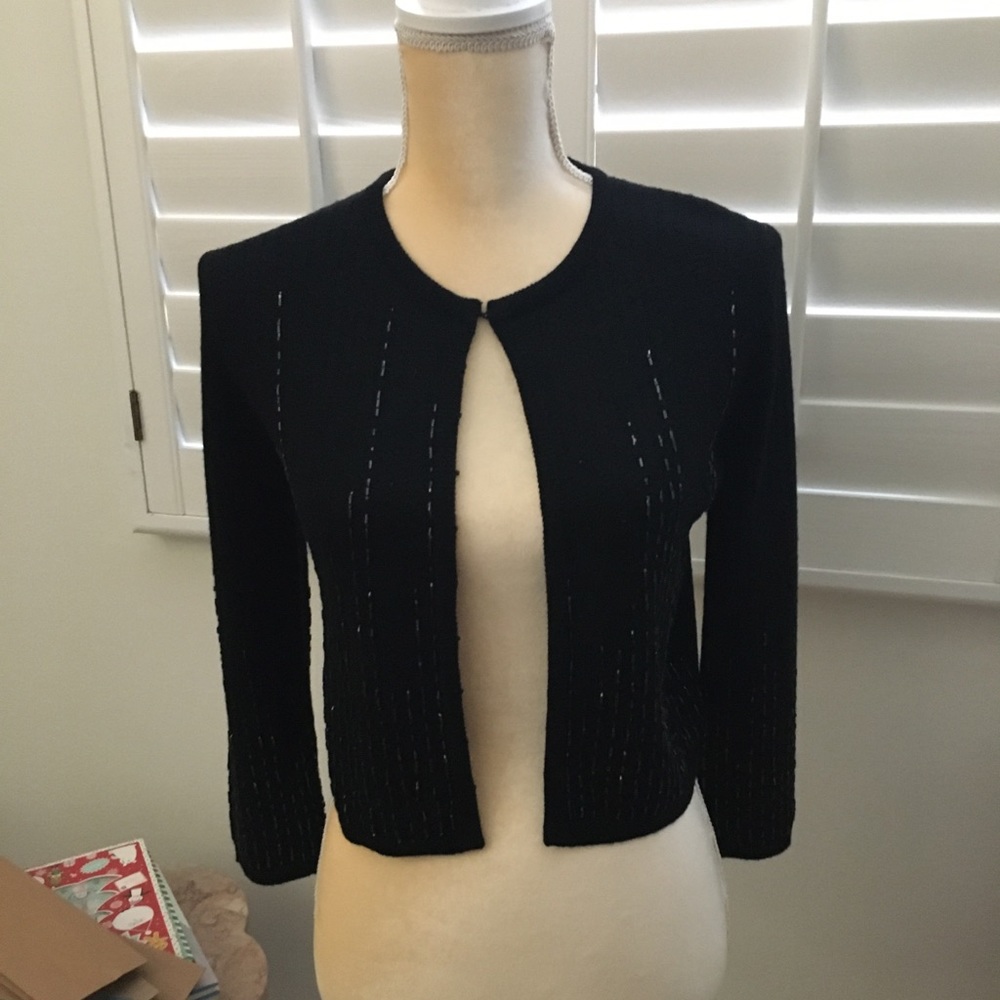 Black tie with black bugle beads cover up